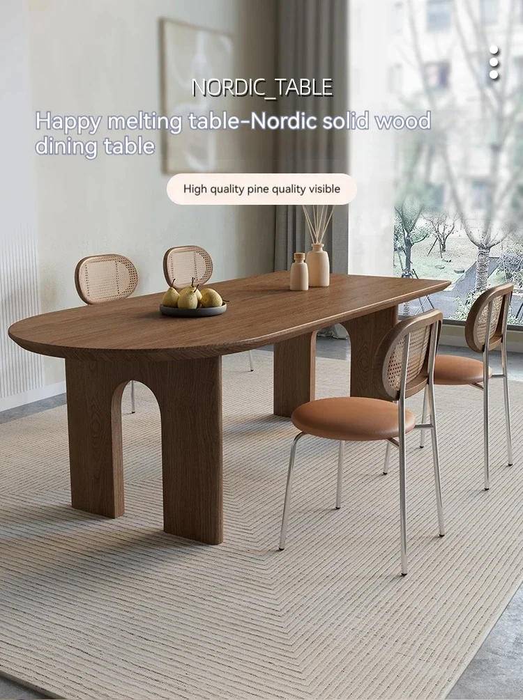 Description Picture 3 of itemMinimalist Plegable Dining Tables Oval Personalized Negotiation Luxury Wooden Dining Table Mesa Workstation Furniture Set