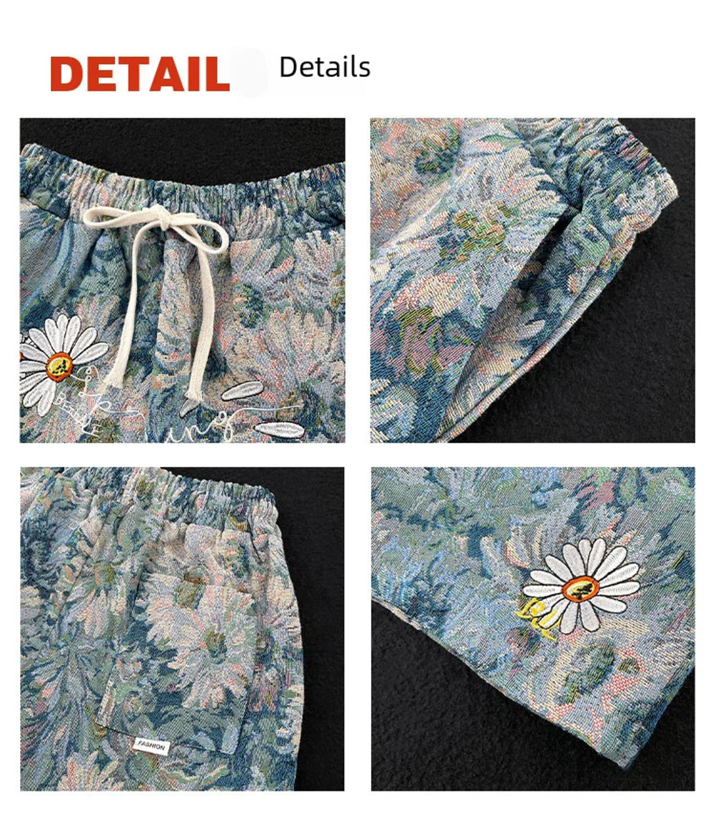Description Picture 4 of itemHong Kong Style Casual Shorts Men's Summer Loose-fit Unique Versatile Straight-leg Five-point Trendy Student Shorts