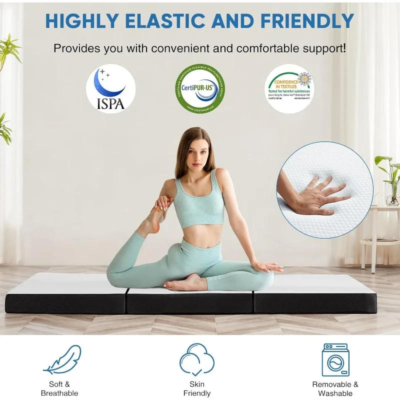 Description Picture 6 of itemTri-fold Memory Foam Mattress - 4 Inch Twin Size Portable Floor Bed, Foldable Mat for Kids and Adults