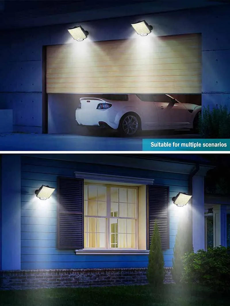 Description Picture 3 of item106LED Split Solar Lamp 3 Lighting Mode Outdoor Decoration Sunlight Wall Light PIR Motion Sensor Waterproof Garden Garage Lamp