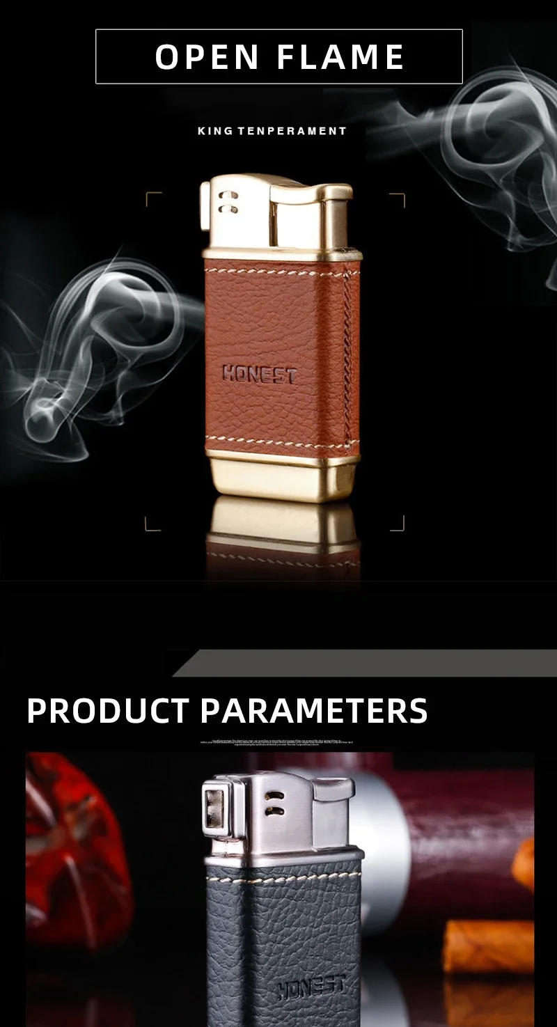 Description Picture 2 of itemHonest Gas Lighter Pipe Lighter Oblique Fire Metal Butane Gas Cigarette Lighters Refilled Smoking Accessories