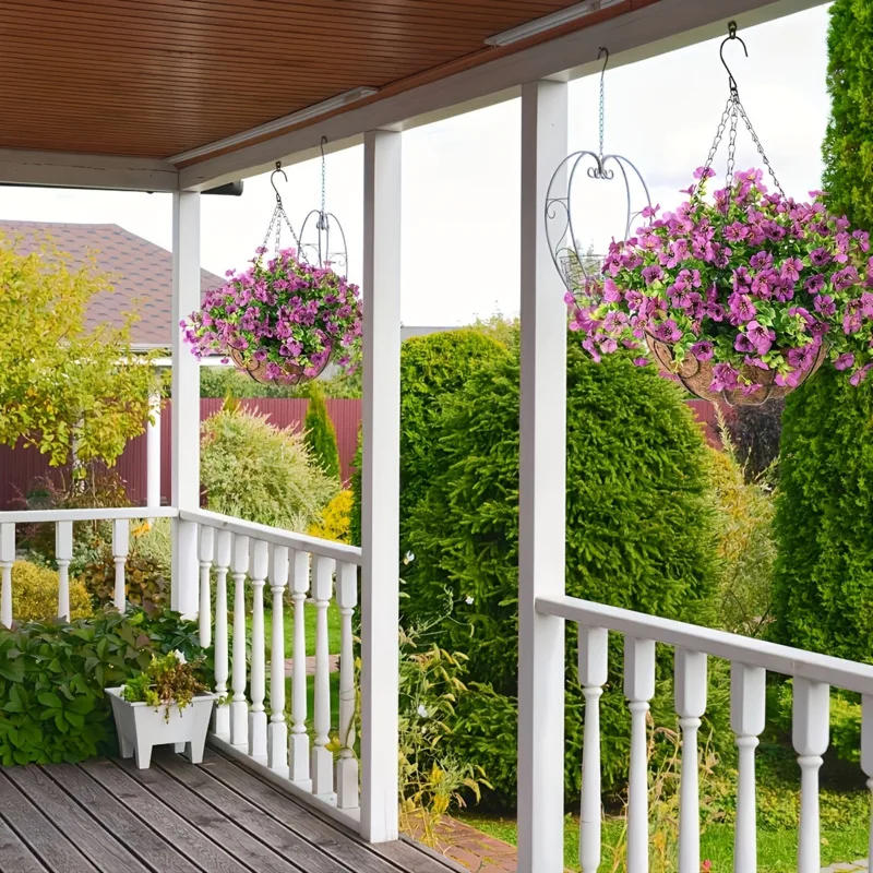 Description Picture 3 of item1pcs Artificial Hangings Flowers Decoration In Basket Fake Plant Silk Long Stem Housewarming Outdoor Garden Table Home Decor