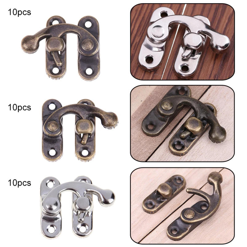Description Picture 6 of item10pcs Locked Jewelry Box Buckle Lock with Screws Antique Metal Lock Portable Multi-function Practical for Furniture Hardware