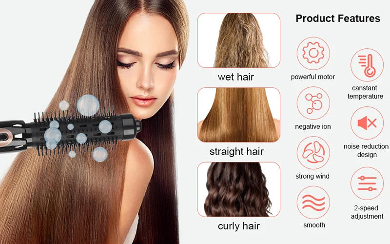 Description Picture 2 of item4 In 1 Hair Dryer Brush Electric Hot Air Comb Multifunction Hair Curler Straightener Curler Hair Dryer