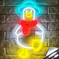 Walking Duck Neon Sign For Wall Decor LED Sign Neon Light In A Hat And Scarf Room Decor Anime Duck Cool Accessory Cowboy Duck
