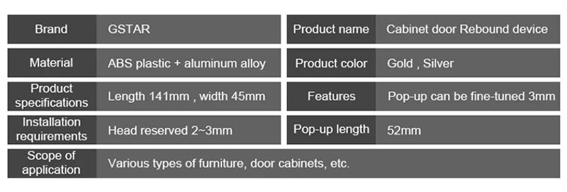 Description Picture 2 of itemFree Shipping Aluminum Alloy Cabinet Drawer Door Rebounder Wholesale Cabinet Wardrobe Door Free Handle Press Self-bouncer