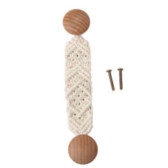 Hand-woven Door Drawers Closet Handles Beech Wood Cotton Rope Konbs Homestay Hotel Home Decoration Easy Installation