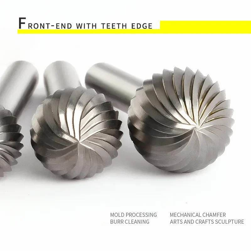 Description Picture 4 of itemYG8 Alloy Rotary File Carbide Grinding Head Tungsten Steel Milling Cutter File Single Slot Tooth Ball Head Round Ball D-Type