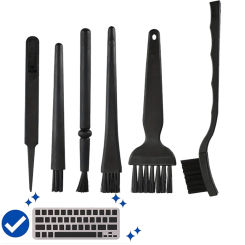 6pcs Mini Portable Anti-Static Brush Nylon Safe Fiber Brush Motherboard Keyboard Dust Brush Plastic Tweezers Cleaning Brush Set