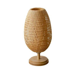 Natural Hand-Woven Bedside Lamp Bamboo Rattan Table Lamp Bedroom Desk Lamp Nightstand For Living Coffee Room