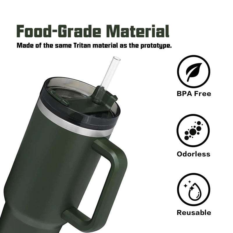 Description Picture 4 of itemReplacement Straw Compatible with Stanley 20 oz 30 oz 40 oz Cup Tumbler, 6 Pack Reusable Straws with Cleaning Brush