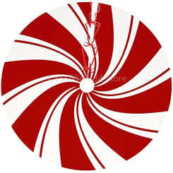 48in Red Swirl Christmas Tree Skirt Sweet Candy Cane Red and White Ornaments Home Party Decoration