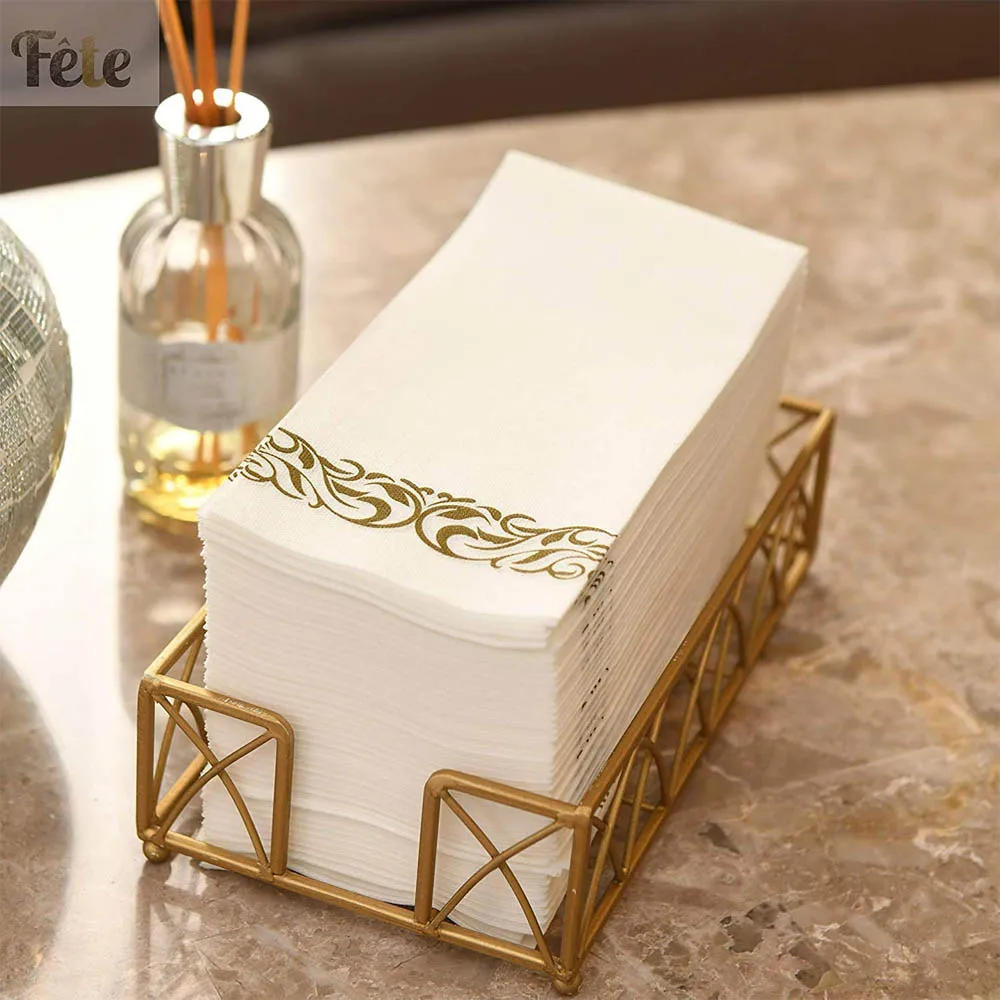 Description Picture 6 of item50PCS Disposable Table Paper Napkins Elegant Tissue Vintage Towel White Foil Gold Dish Bowl Paper Birthday Wedding Party Decorat