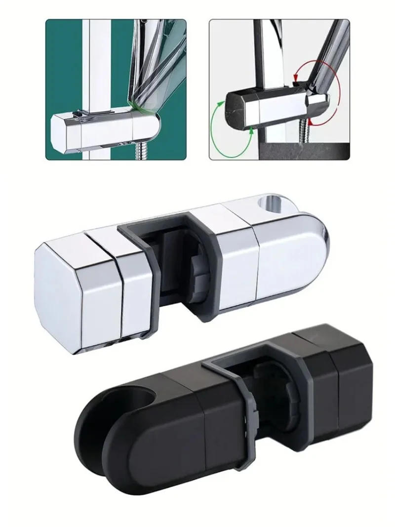 Description Picture 2 of itemAdjustable Shower Bracket Universal Shower Rail Head Slider Bar Holder Lifting Rod Clamp Holder Replacement