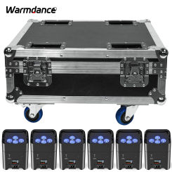 6*18W RGBWAUV LED Par Light w/Flight Case Wireless Built-in Battery Wash Wall Light Stage Light Effect Projector Dyeing Light