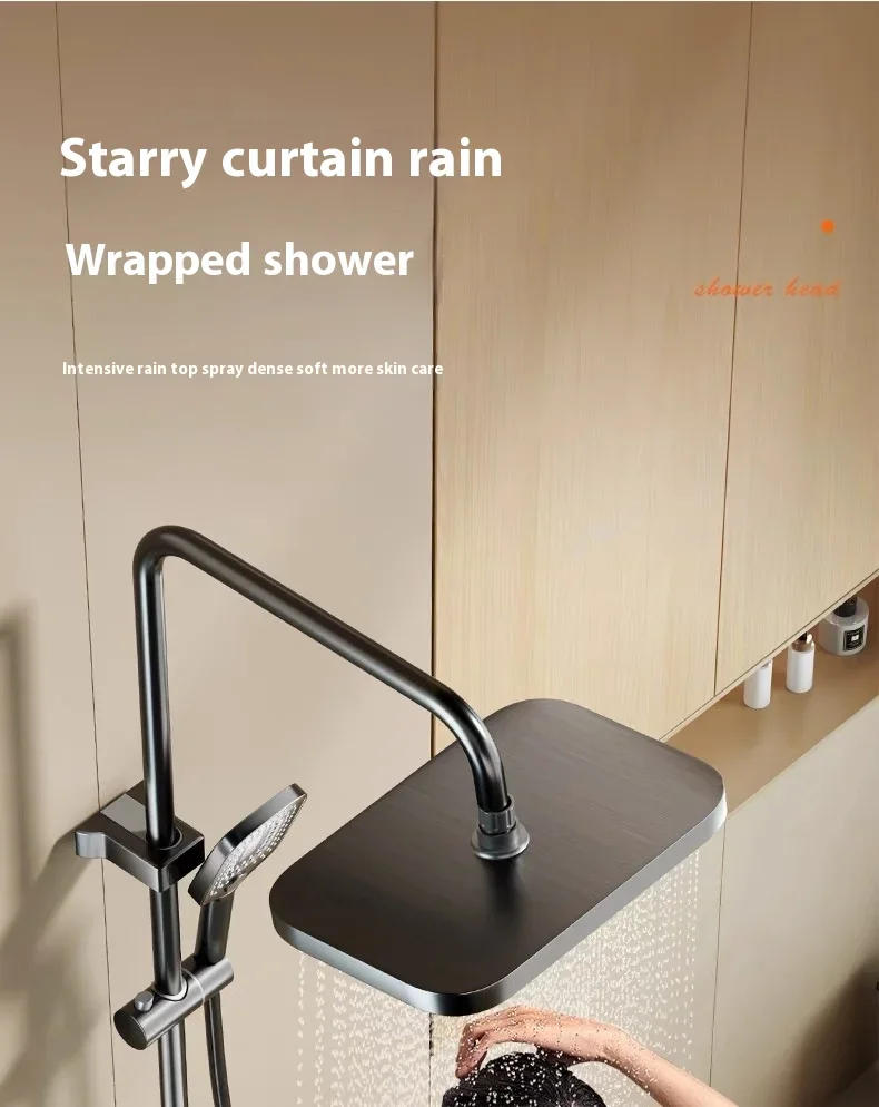 Description Picture 6 of item2024 Silvery Home Bathroom Pressurized Shower set, Real-time Temperature Display, Copper Material, shower head, faucet set