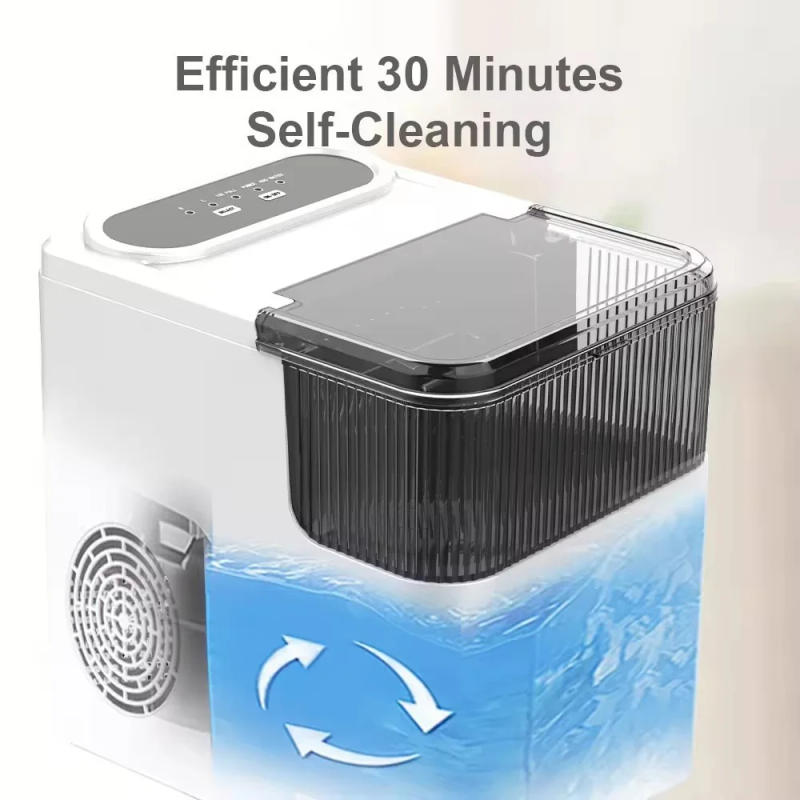 Description Picture 5 of item1.3L Large Capacity Ice Machine with Self-Cleaning 9 Bullet Ice Cubes in 6 Mins Household Ice Maker with Ice Scoop and Basket