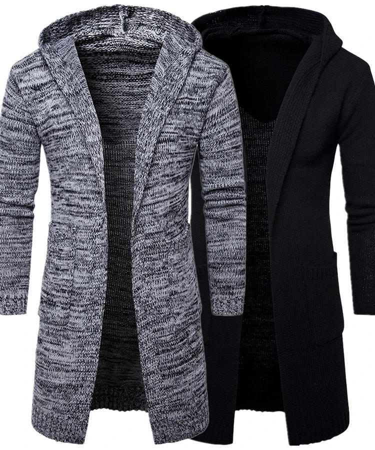 Description Picture 2 of itemMen Long Style Cardigan Sweatercoat Long sleeve Hooded sweater Cardigan Coat Male Winter Sweater Knitted Sweaters Homme Tops