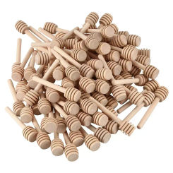 20pcs Durable Long Stick Honey Stir High Quality  Bar Mixing Handle Jar Spoon Practical Wood Dipper Honey Kitchen Accessories