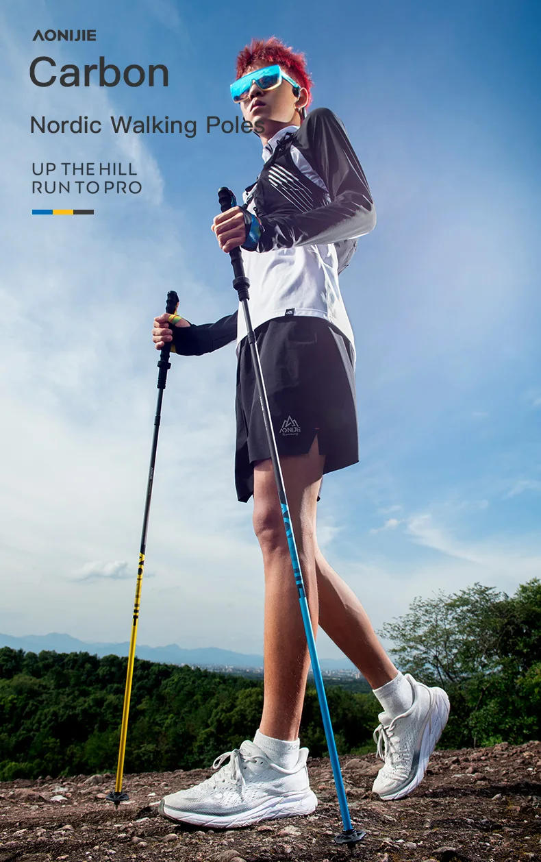Description Picture 2 of itemAONIJIE E4210 Newest 110CM 120CM Ultralight Folding Carbon Fiber Hiking Pole Straight Walking Sticks For Trail Running Climbing