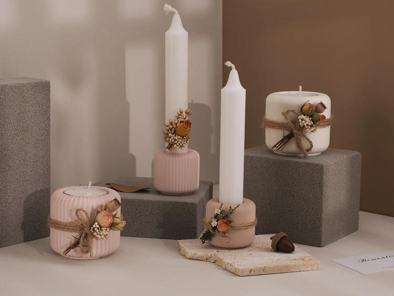 Description Picture 6 of itemNew Cylindrical Candlestick Silicone Mold Diy Stripe Glossy Tealight Base Candle Holder Mold Small Pen Holder Gypsum Cement Mold