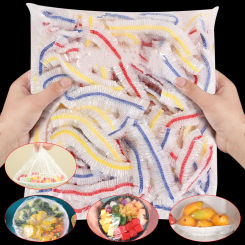 Disposable Plastic Food Cover Colorful Elastic Wrap Food Covers Fresh-keeping Lid Plate Cover Kitchen Packaging Bags Storage Bag