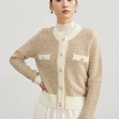 Autumn and winter new cashmere sweater women's cardigan round neck knitted sweater loose women's wool coat