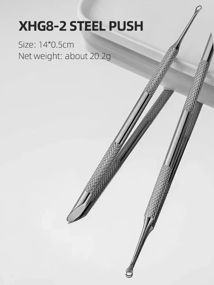 Description Picture 2 of itemNew Nail Double-ended Use Stainless Steel Circle Beveled Head Cuticle Pusher Remover Manicure Sticks Tool Nail Art Tool