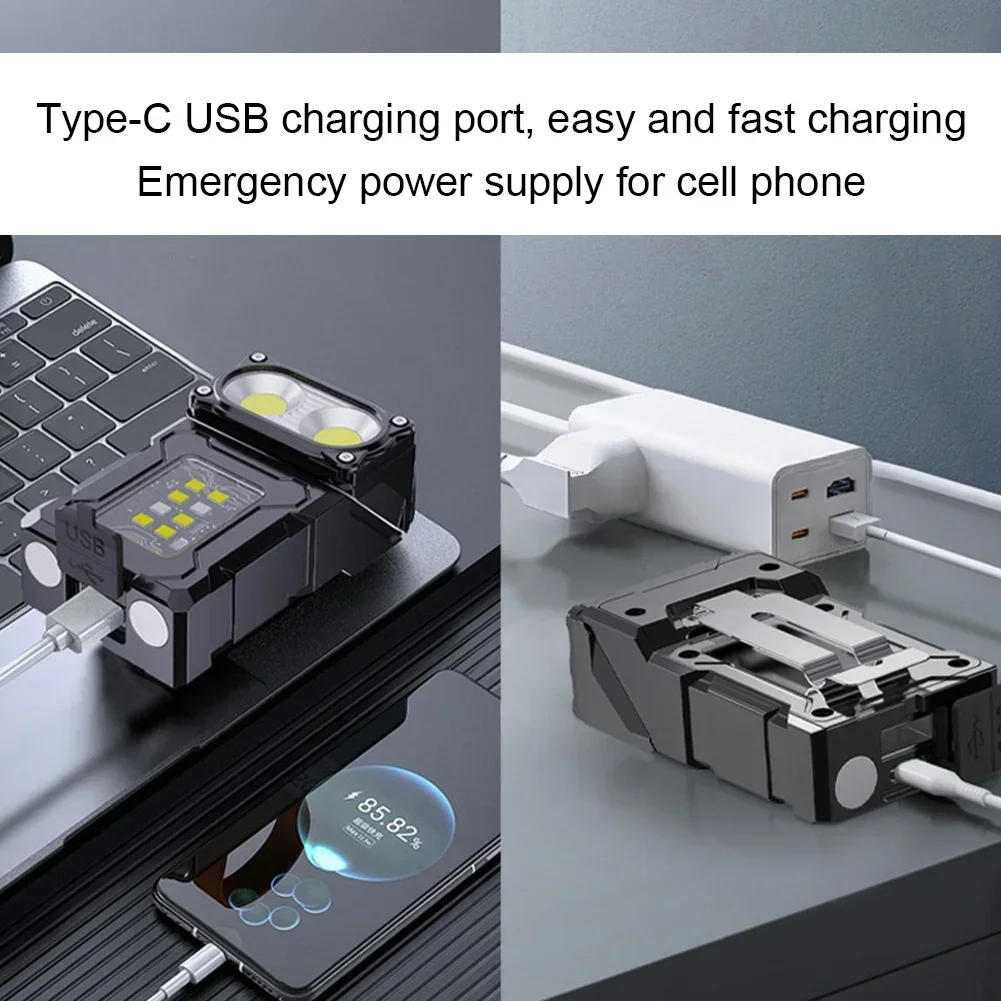 Description Picture 4 of itemSuper Bright Flashlight Portable Hat Clip Rotatable Torch USBC Rechargeable Outdoor Waterproof Camping Light Emergency Work Lamp