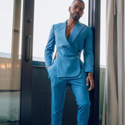 Blue New Men's Suits Tailored 2 Pieces Blazer Pants One Button Peaked Lapel Slim Fit Sexy Wedding Groom Custom Made Plus Size
