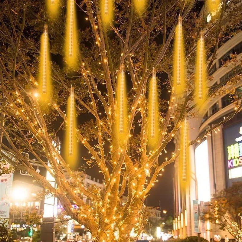 Description Picture 3 of itemOutdoor Christmas Decor 1/2/3/4 Set LED Meteor Shower String Lights Holiday Lighting Garden Party Decorations Rain Drop Falling