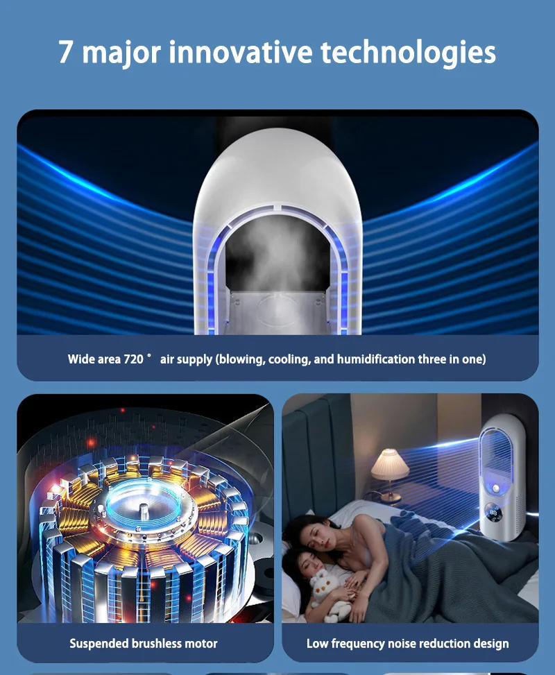 Description Picture 3 of itemXiaomi Mijia Portable Air Conditioner Electric Fan USB Cooler Bladeless 6 Speeds Silent Timed Air Conditioner Cooling Humidifier