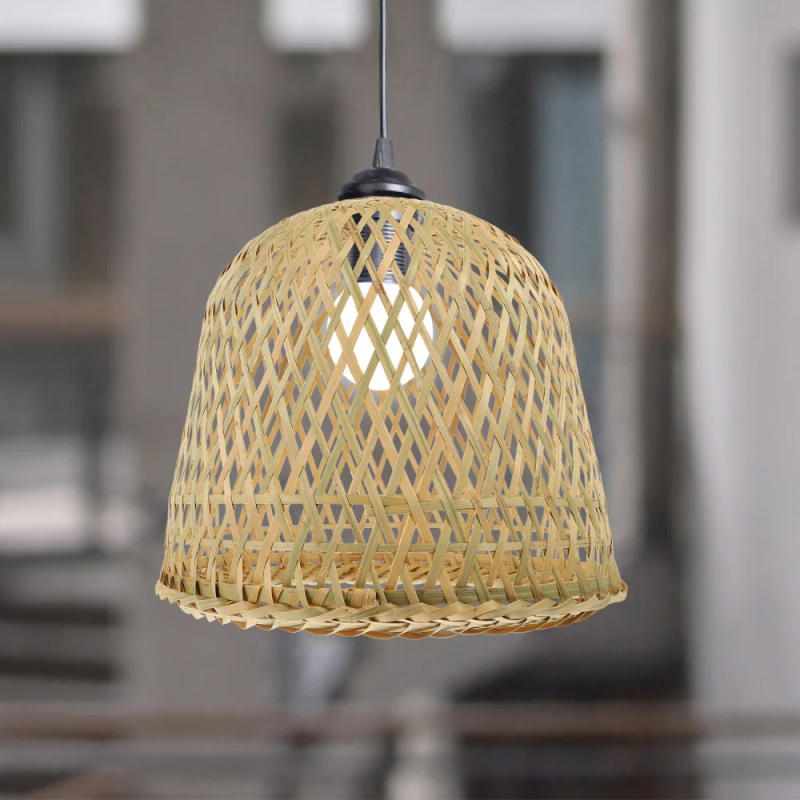 Description Picture 3 of itemBoho Bamboo Lamp Shade Vintage Night Stand Floor Light cover Table Lamp Pendant Light universal lamp shade home hotel decoration