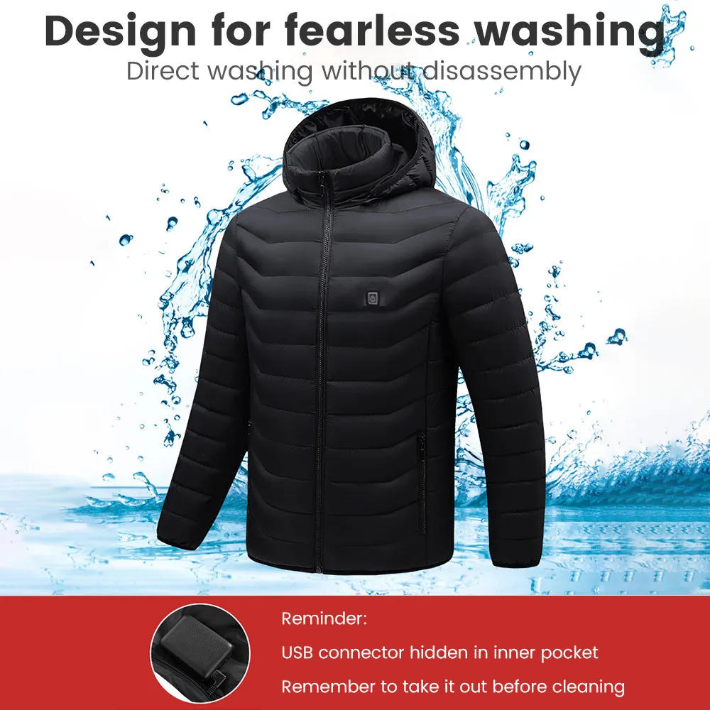 Description Picture 5 of item21 Areas Heated Jacket Women's Warm Vest USB Men's Heating Jacket Heated Vests Coat Hunting Hiking Camping Autumn Winter Male