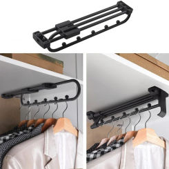 Upgrade Top Loading Adjustable Clothes Rails Wardrobe Pull Out Retractable Cabinet Hanger Closet Rod Organizer Rack