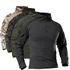 Men's Outdoor Tactical Hiking T-Shirts,Hunting Camouflage Long Sleeve Hunting Climbing Shirt,Male Breathable Sport Clothes