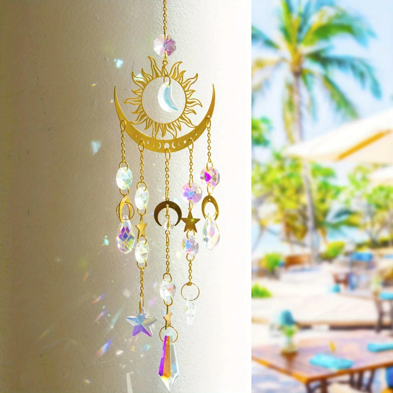 Description Picture 3 of item1pc star moon wind chime pendant cross border exclusive crafts garden decoration pendant sun catcher