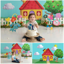 Blues House Clues Photo Background Cartoon Apple Tree Photography Backdrop Children Birthdays Cake Smash Photo Studio Props