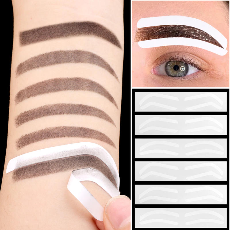 Description Picture 3 of item10pcs Disposable Eyebrow Design Stencil Stickers Eyebrow Tattoo Tint Airbrush Auxiliary Sticker for Brows Shaping Brows Template
