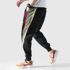 Prowow Autumn Fashion Casual Corduroy Pants Men Loose Fit Colorful Stripe Spliced Cargo Pants Big Size M-5XL Streetwear