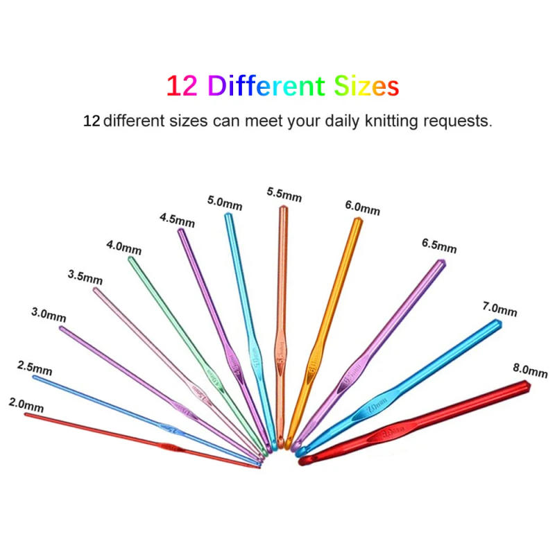 Description Picture 5 of item12pc Crochet Hooks Set Metal Handle Knitting Needles for Arthritic Hands DIY Crochet Needles for Yarn Craft Nice Gift for Women