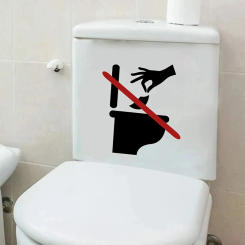 Bathroom Warning Removable Toilet Sticker No Toilet Paper Into Toilet Sign Creative Wall Stickers
