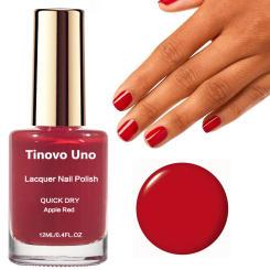 Tinovo Uno Apple Red Nail Polish Super Shine Normal Nail Strengthener Hardener Fast Drying Manicure Repair Thin Damaged Nails