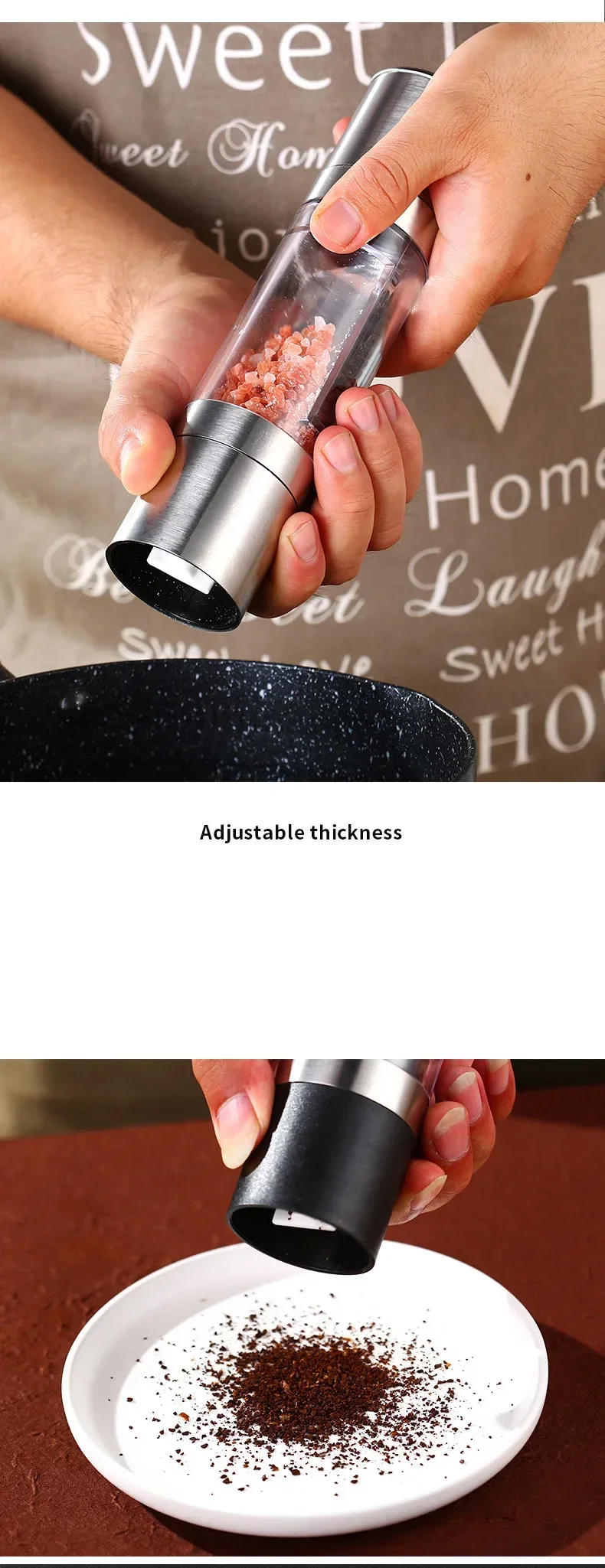 Description Picture 4 of itemSalt and Pepper Grinder 2 in 1 Manual Stainless Steel Salt Pepper Mills with Adjustable Ceramic Grinding Spice Mill Kitchen Tool
