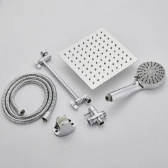 Shower Shower Set with Extended Bracket and Gear Adjustable Arm, Stainless Steel Top Spray Shower Bathroom Fixture Accessory