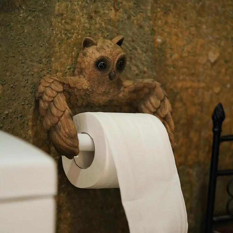 Description Picture 2 of itemOwl Paper Towel Holder Owl Paper Towel Holder Rack Unique Farmhouse Stand Owl Kitchen Roll Organizer Rack For Living Room