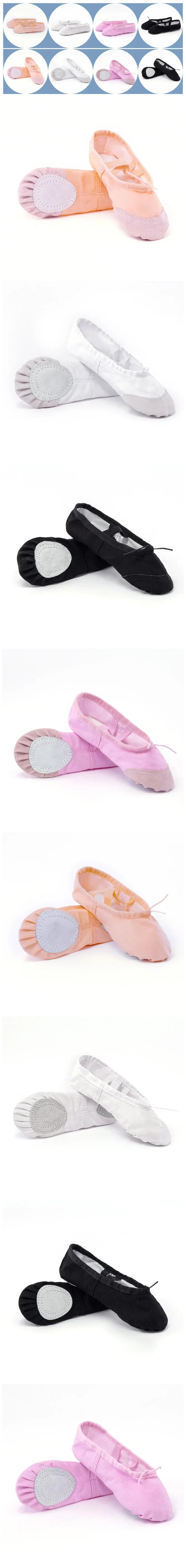 Description Picture 3 of itemGirls Ballet Shoes Canvas Flat Ballet Dancing Slippers Dance Shoes for Adult Women Kids Children Classic Split-Sole Soft Leather