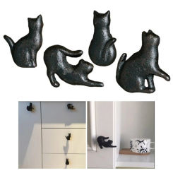 4Pcs Cats Cabinet Knob Drawer Pulls Unique Furniture Decorative Handle for Kitchen Cupboard Wardrobe Enduring 37JD