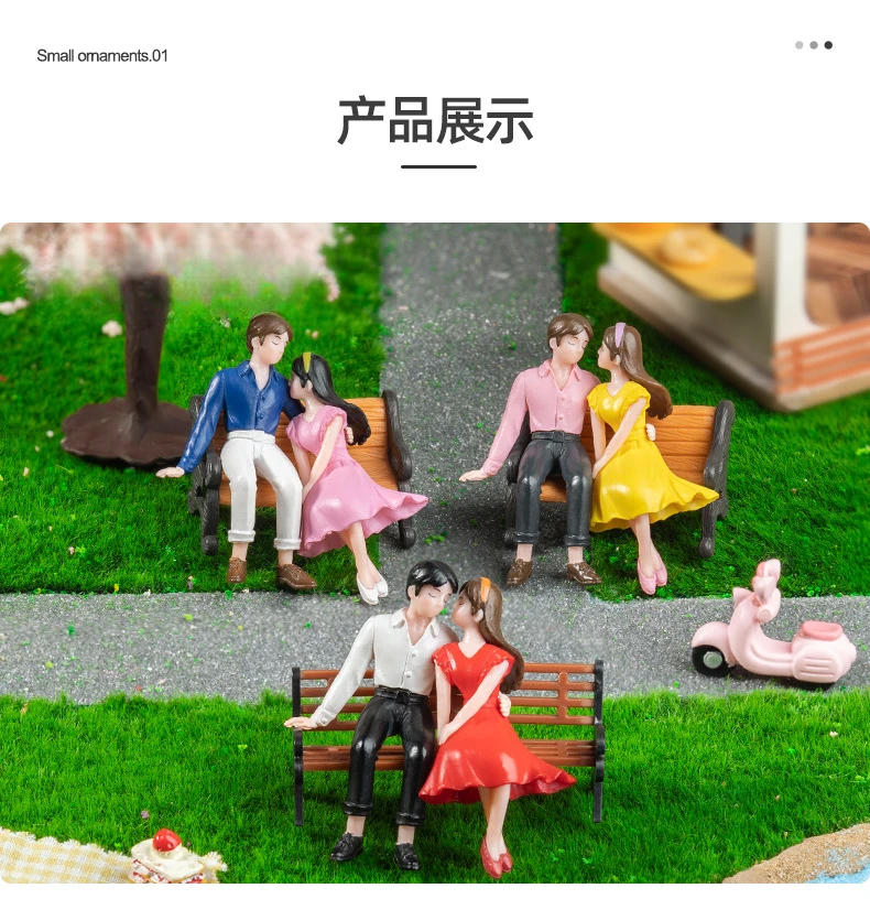 Description Picture 4 of item2pcs Miniature Fairy Garden Accessories Cute Kawaii Lovers Ornament Statue Figurines Home Garden Landscape Dollhouse Decoration