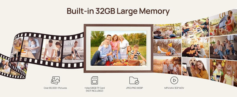 Description Picture 4 of item[Christmas Gifts]ARZOPA Digital Picture Frame 10.1 Inch Smart WiFi Digital Photo Frame 32GB with 1280x800 IPS Touch Screen,